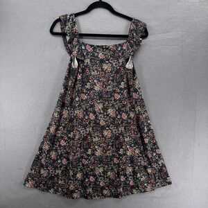 LOFT Dress Womens SP Gray Ditsy Print Babydoll Cottagecore Whimsigoth Romantic